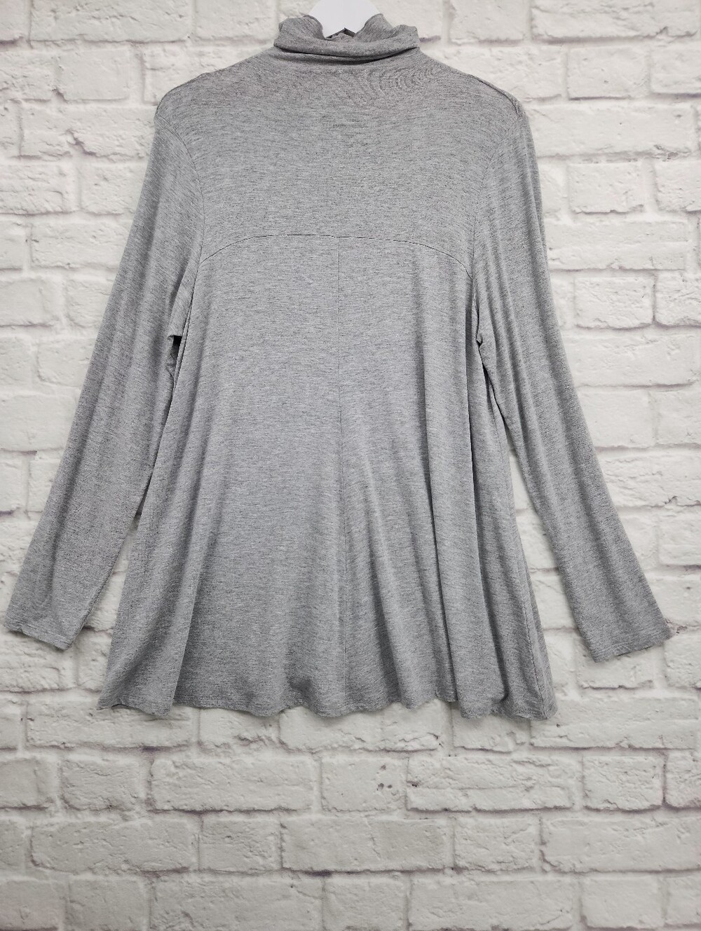 J. Jill Gray Stretch Turtleneck Tunic Top Large Soft Casual Travel Minimalist